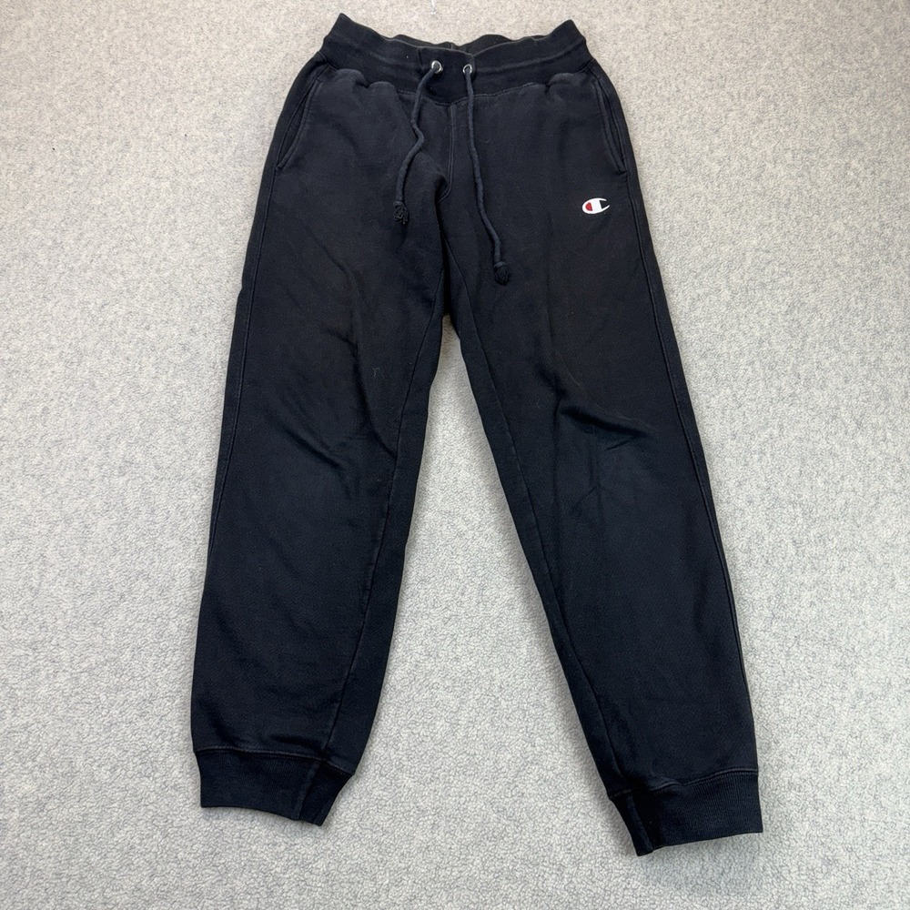 Champion Reverse Weave Black Fleece Jogger Sweatpants C Logo Size S